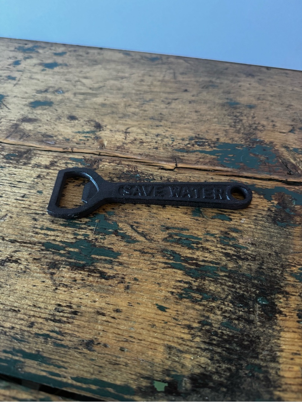 Black Cast Metal 'Save Water' Bottle Opener
